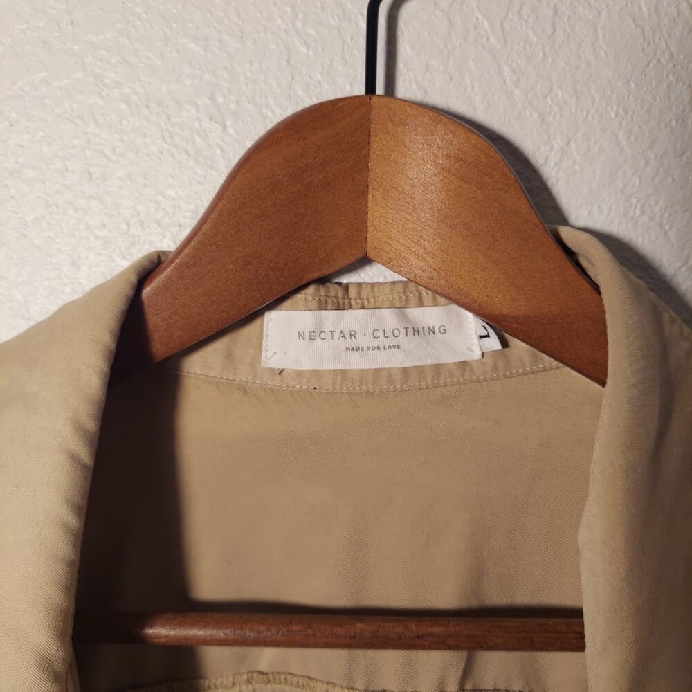 Nectar Clothing Beige Draped Open Front Trench Coat Size L - Picture 4 of 10
